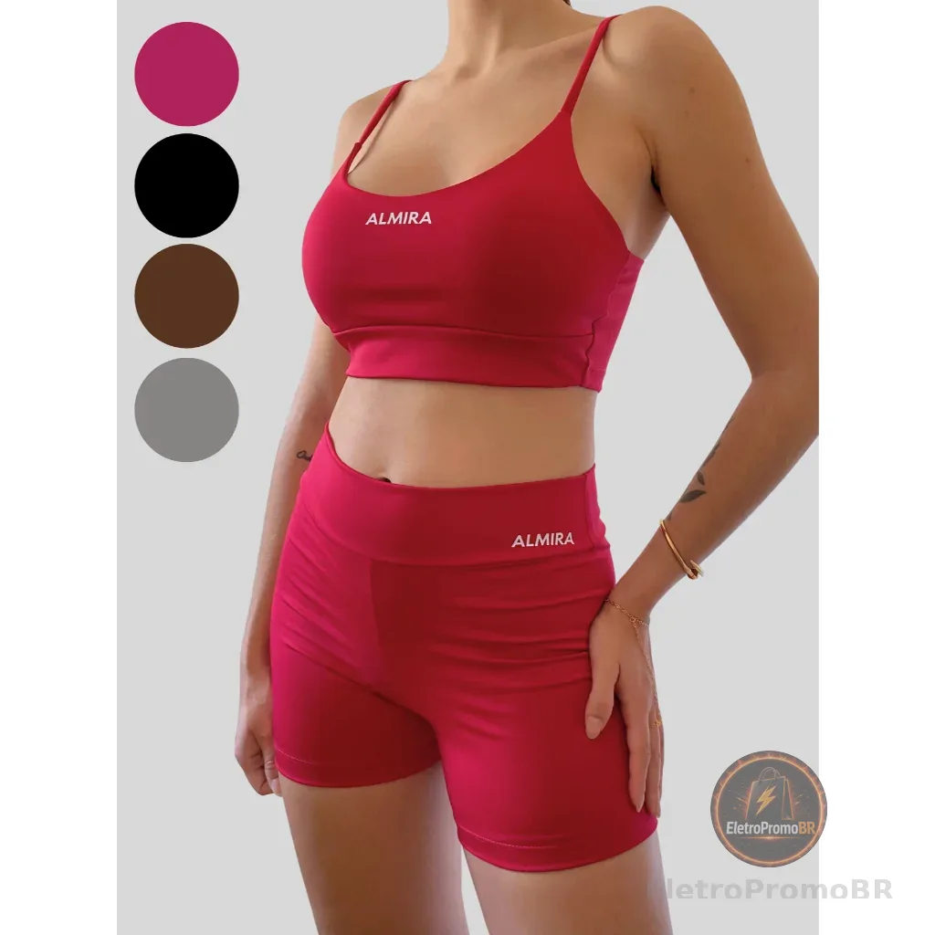 Conjunto Fitness Suplex Feminino Top e Short Roupa Treino Academia Yoga Atividade Física