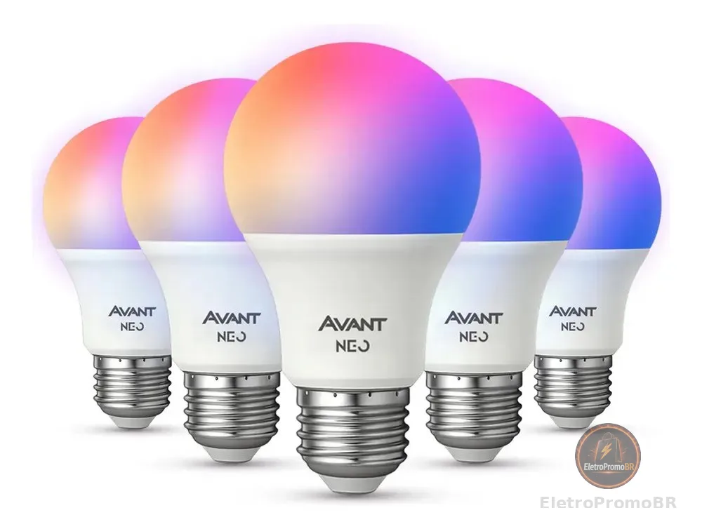 Kit 5 Led Pera Smart Inteligente Wi Fi 2.4ghz Alexa Google 10w Rgb 2700k/6500k Branco Quente/neutro/frio E27 Cod: 290028177-5 Avant Neo