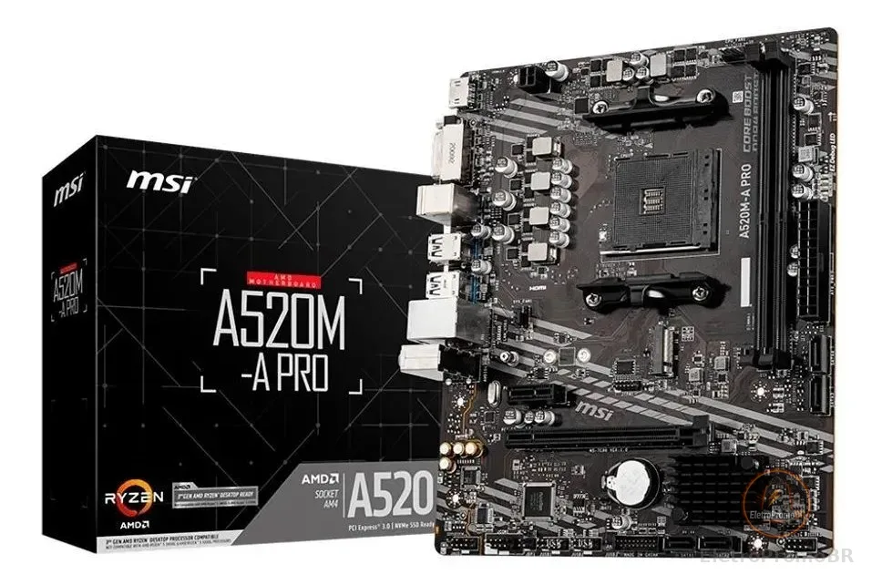 Placa-mãe Msi A520m-a Pro Amd Am4 Matx Ddr4 Preto Preto