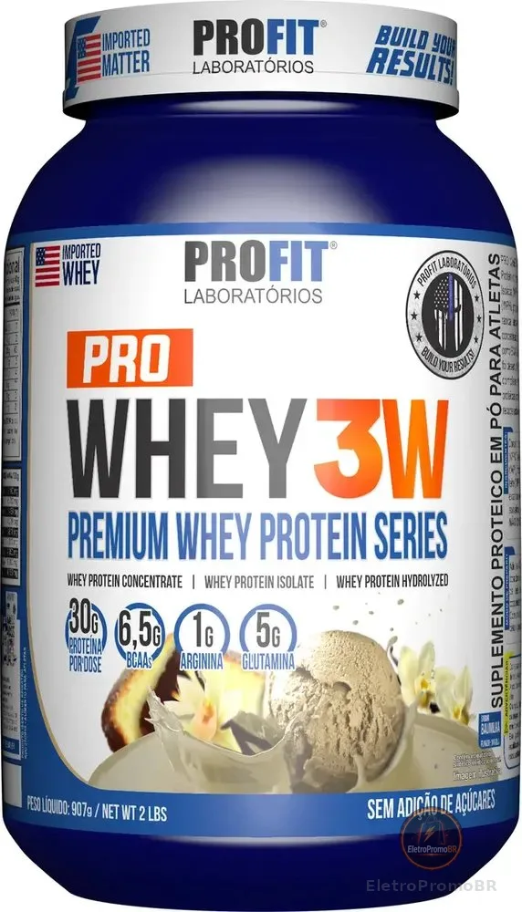 Whey Protein 3w Isolada+hidrolisada+concentrad 907g Profit F Sabor Baunilha