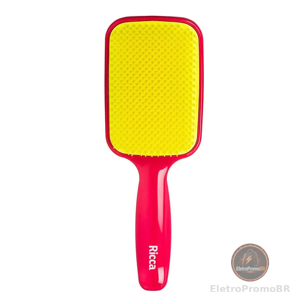 Ricca Escova Raquete Flex Pink, Desembaraça sem quebrar, para todos os tipos de cabelo, 1 unidade