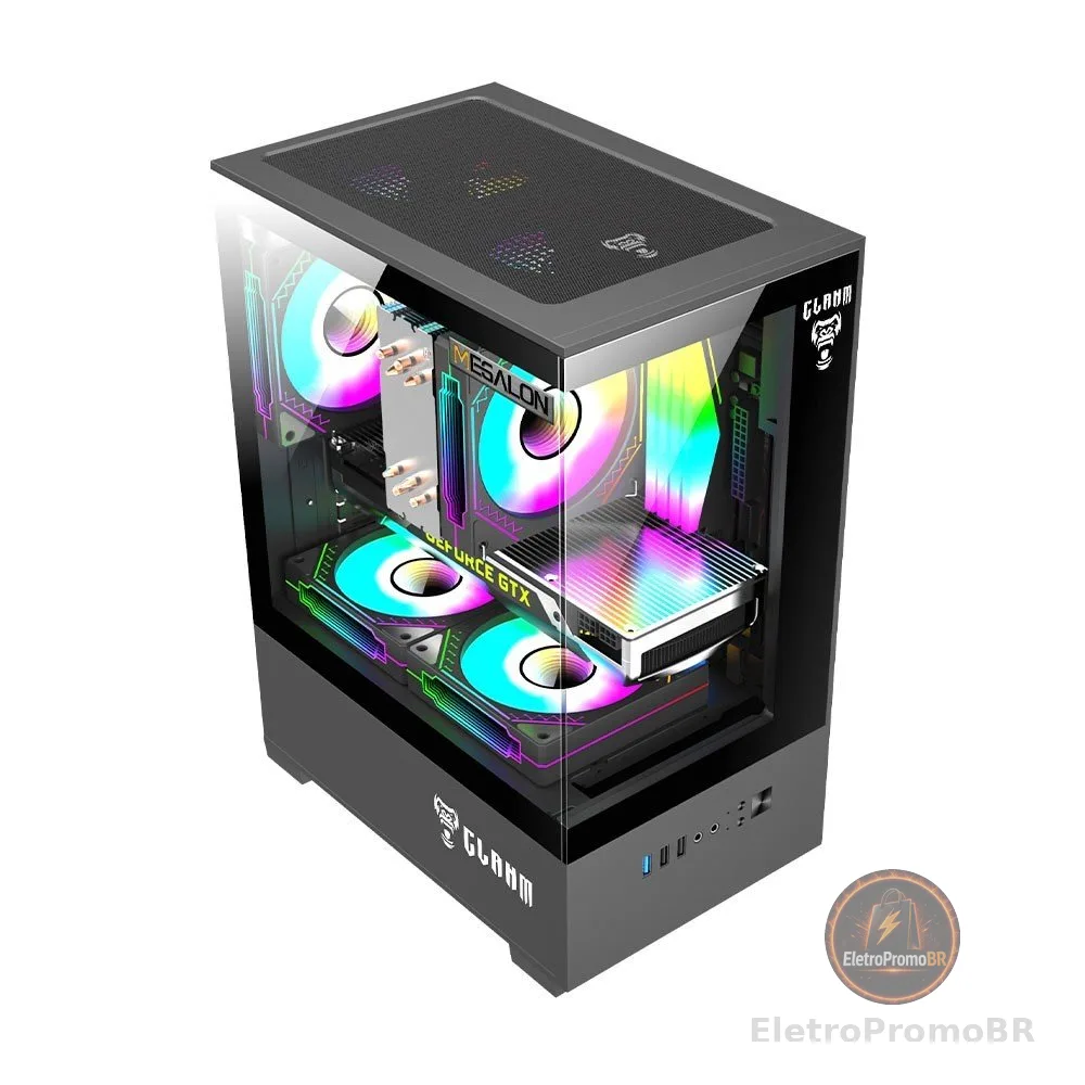 Gabinete Gamer Preto Para Placa Mãe Micro ITX / ATX Mid Tower