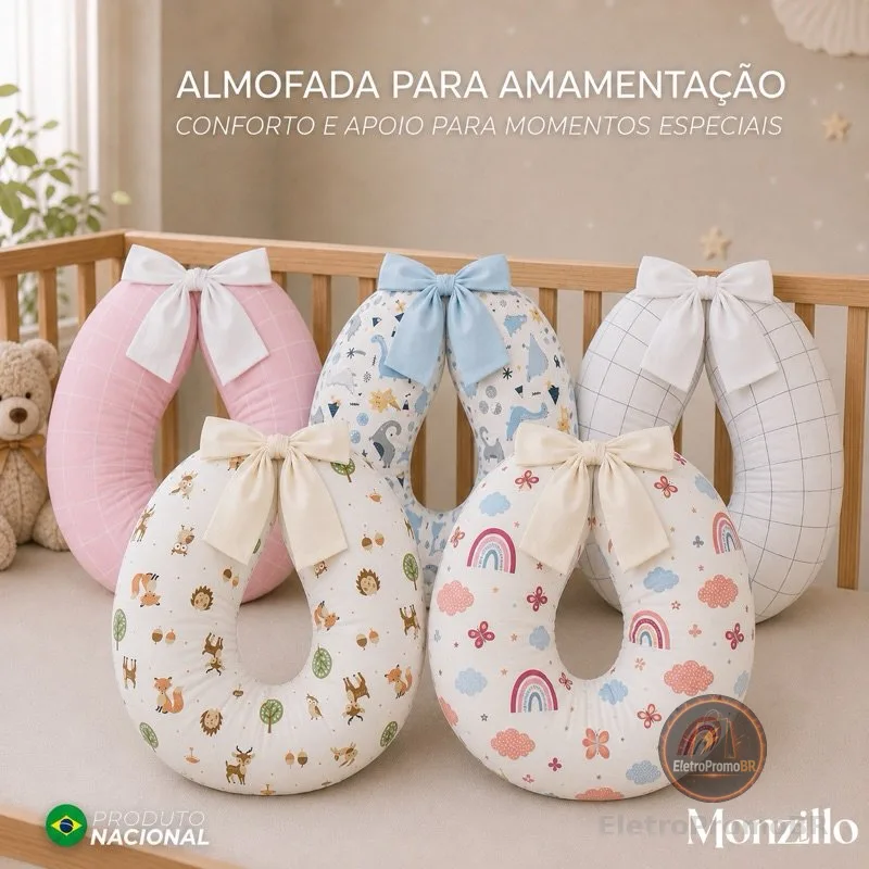 Almofada de Amamentação Com Laço Algodão Com Zíper