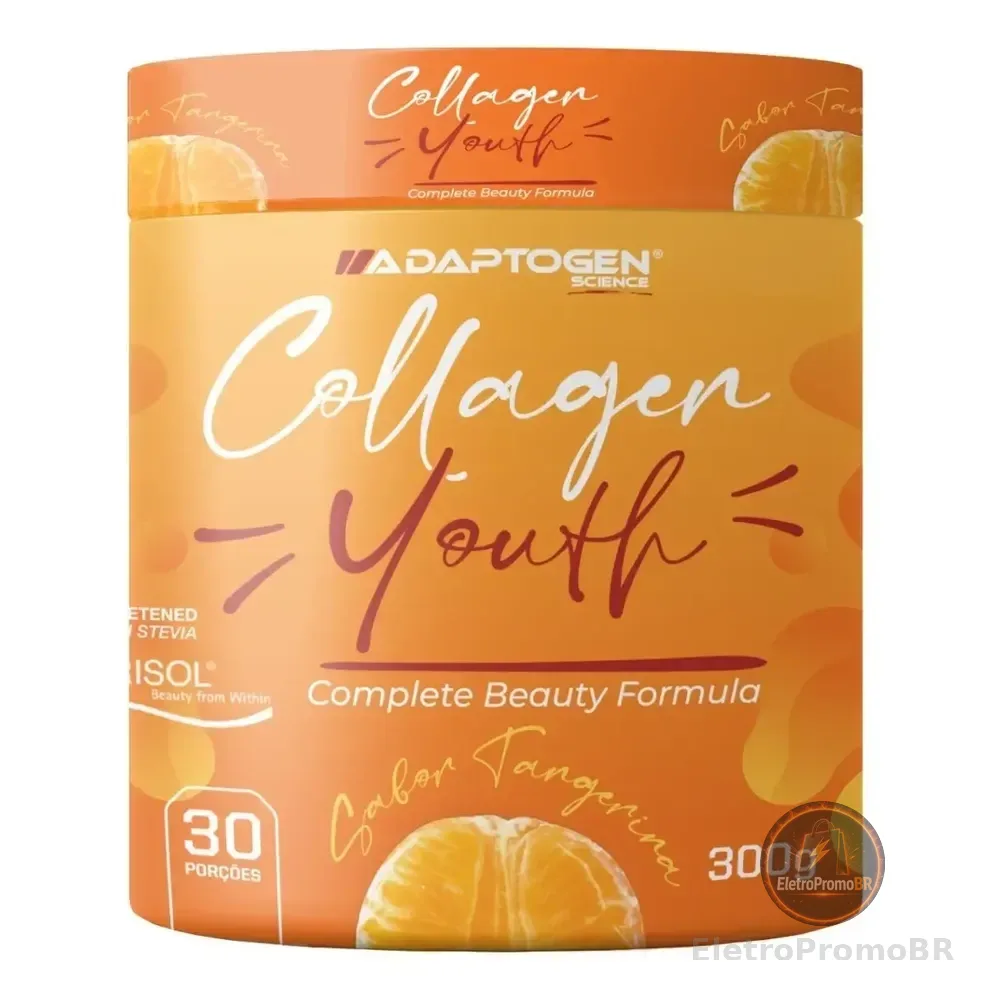 Suplemento Em Pó Collagen Youth Colageno Verisol Tecnologia Alemã Pote 300g Sabor Tangerina