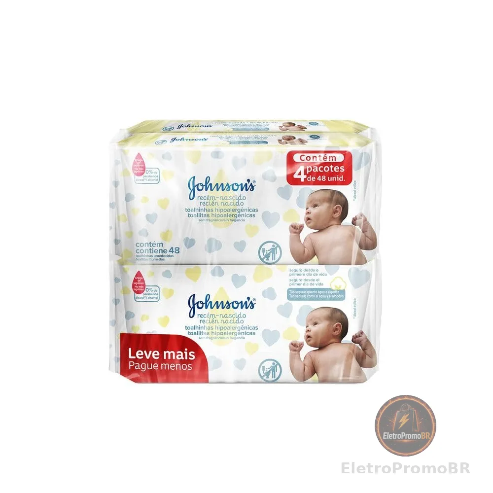 Johnson's Baby Lenços Umedecidos Recém Nascido, 192 Unidades