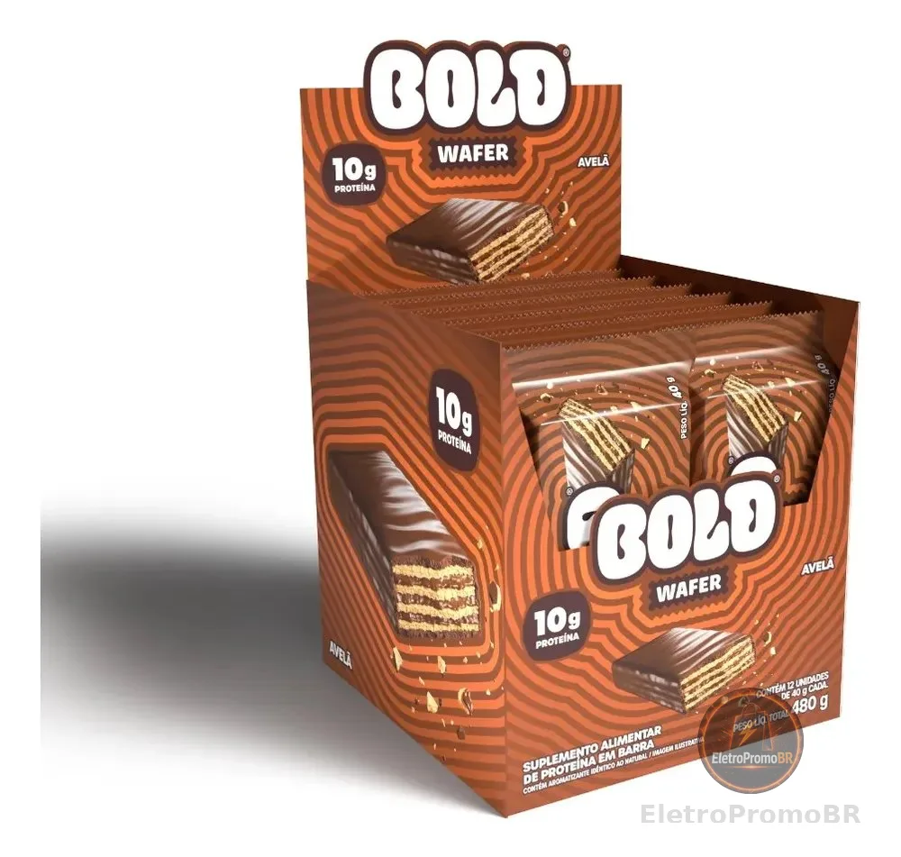 Wafer Bold Snacks Plano 10g Proteína Avelã 40g Unidade Avelã