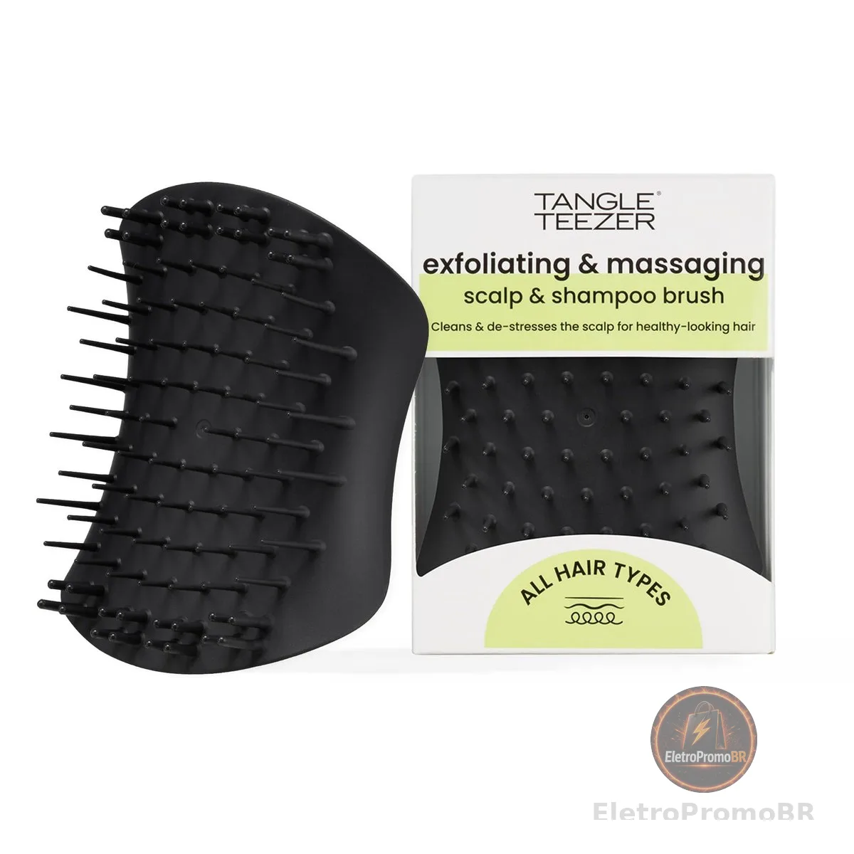 Tangle Teezer - Escova de esfoliação e limpeza do couro cabeludo Scalp Brush Exfoliator. Cor: Preta