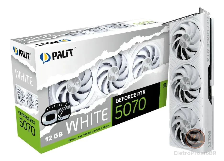 Palit Rtx 5070 White Oc 12gb Gddr7 Pcie 5.0 Cor Branca