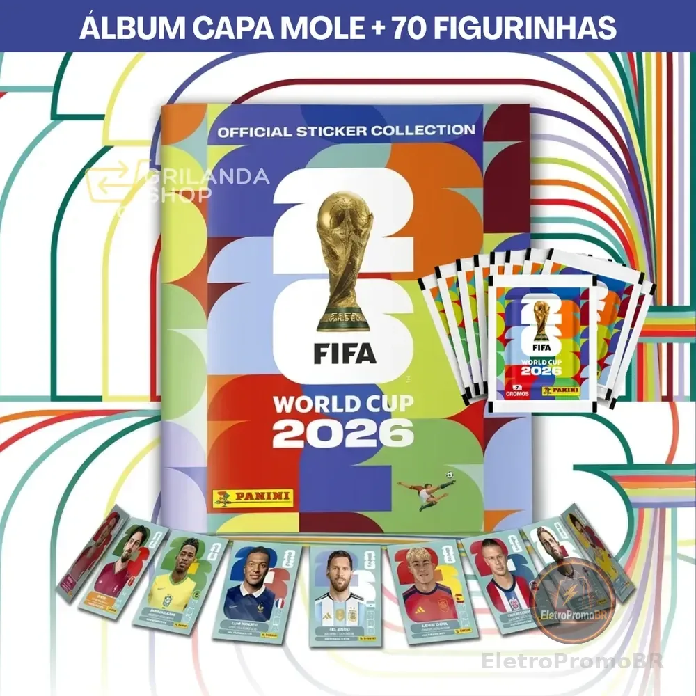 Kit Álbum Copa Do Mundo Fifa + 70 Figurinhas Capa Mole 2026