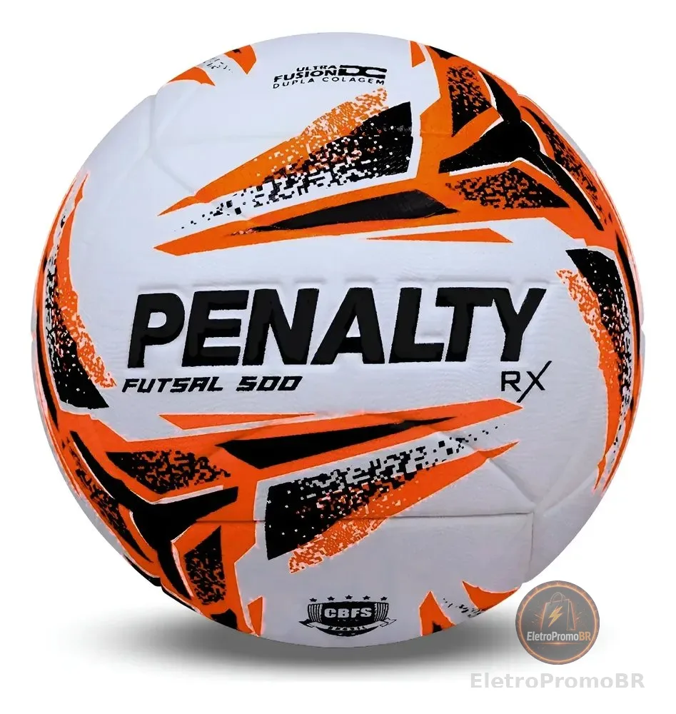 Bola Futsal Penalty Rx 500 Cor Branco/laranja/preto