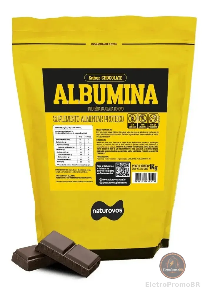 Albumina Naturovos Chocolate 1kg Refil Proteína