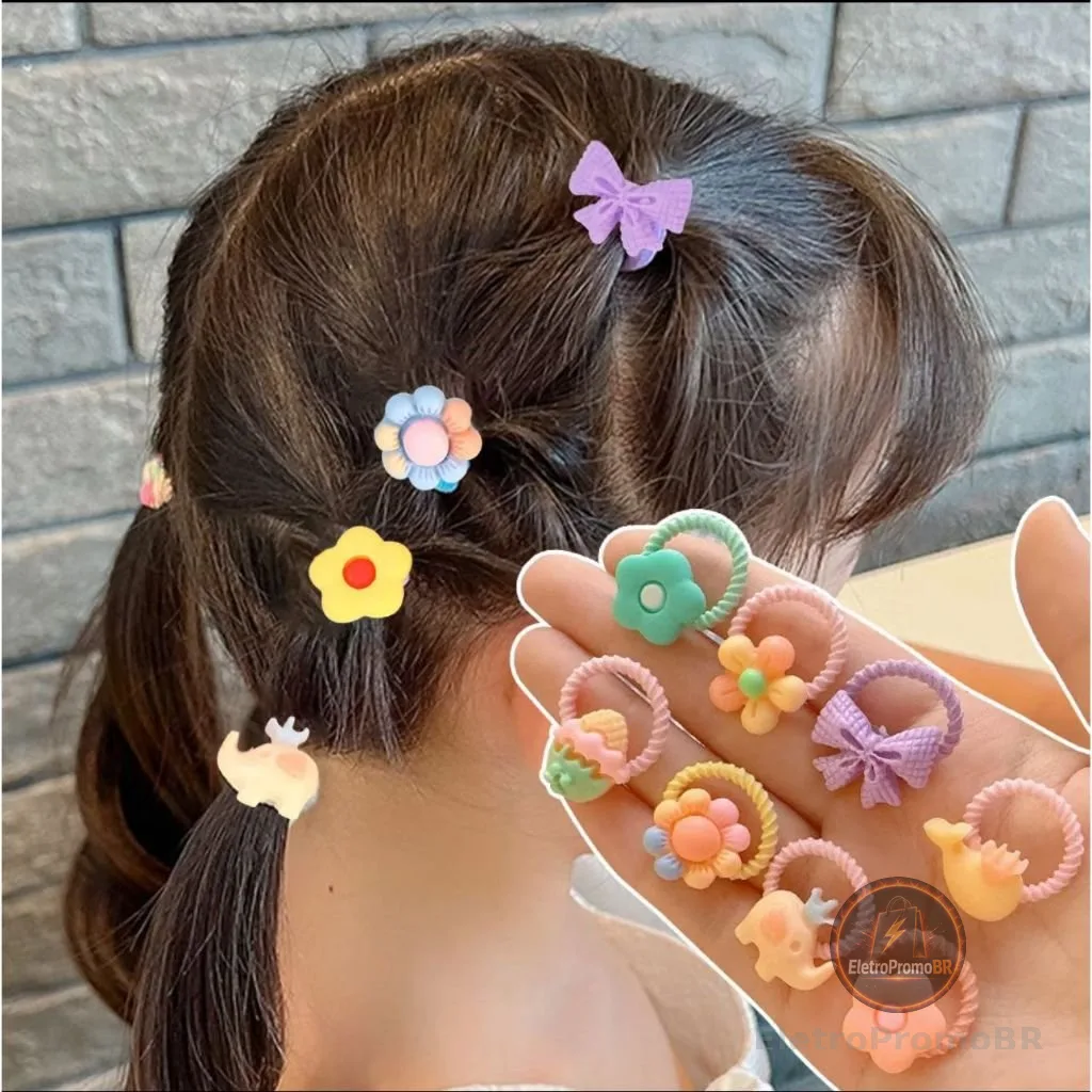 kit 50/100 elastico de cabelo Xuxinha Rabico infantil Presente de dia das crianças