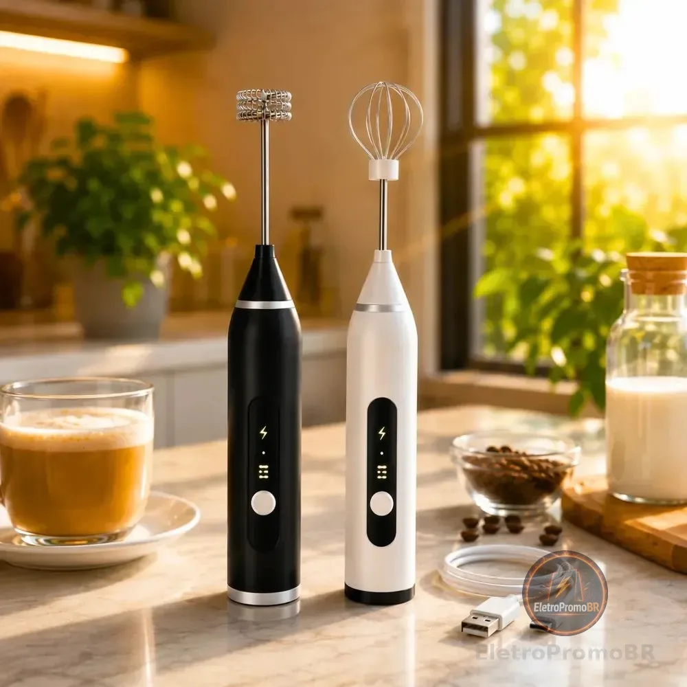Mixer Portátil Elétrico 2 em 1 Misturador de Bebidas Mini Batedor Premium USB Mexedor Bebidas Vitaminas Café Chá Drink Comica