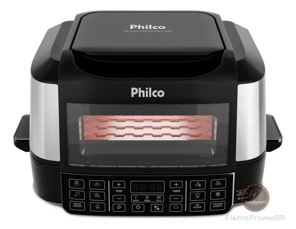 Fritadeira Elétrica Air Fryer Philco PAF12A Barbecue Digital 12L Preta - 220V
