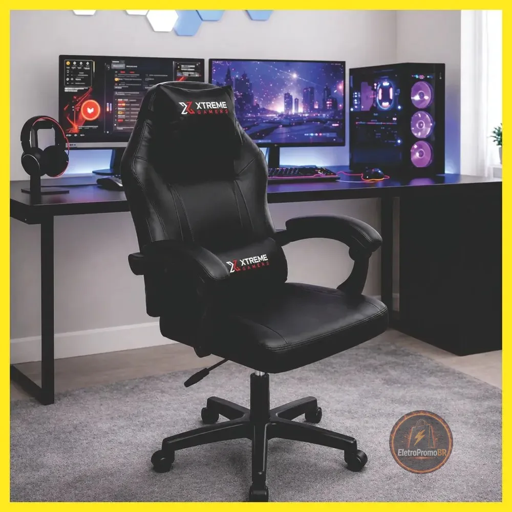 Cadeira Xtreme Gamers Ergonômica 130o Escritório Reclinável Preto