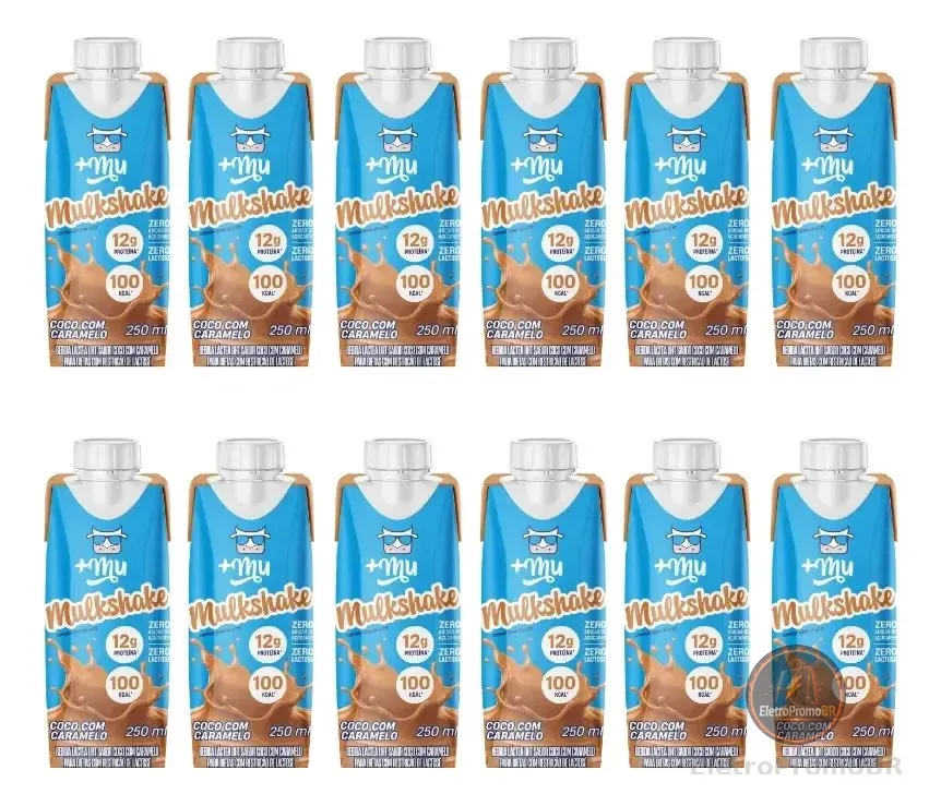 Pack Com 12 Garrafinhas Mulkshake Mais Mu Coco Com Caramelo