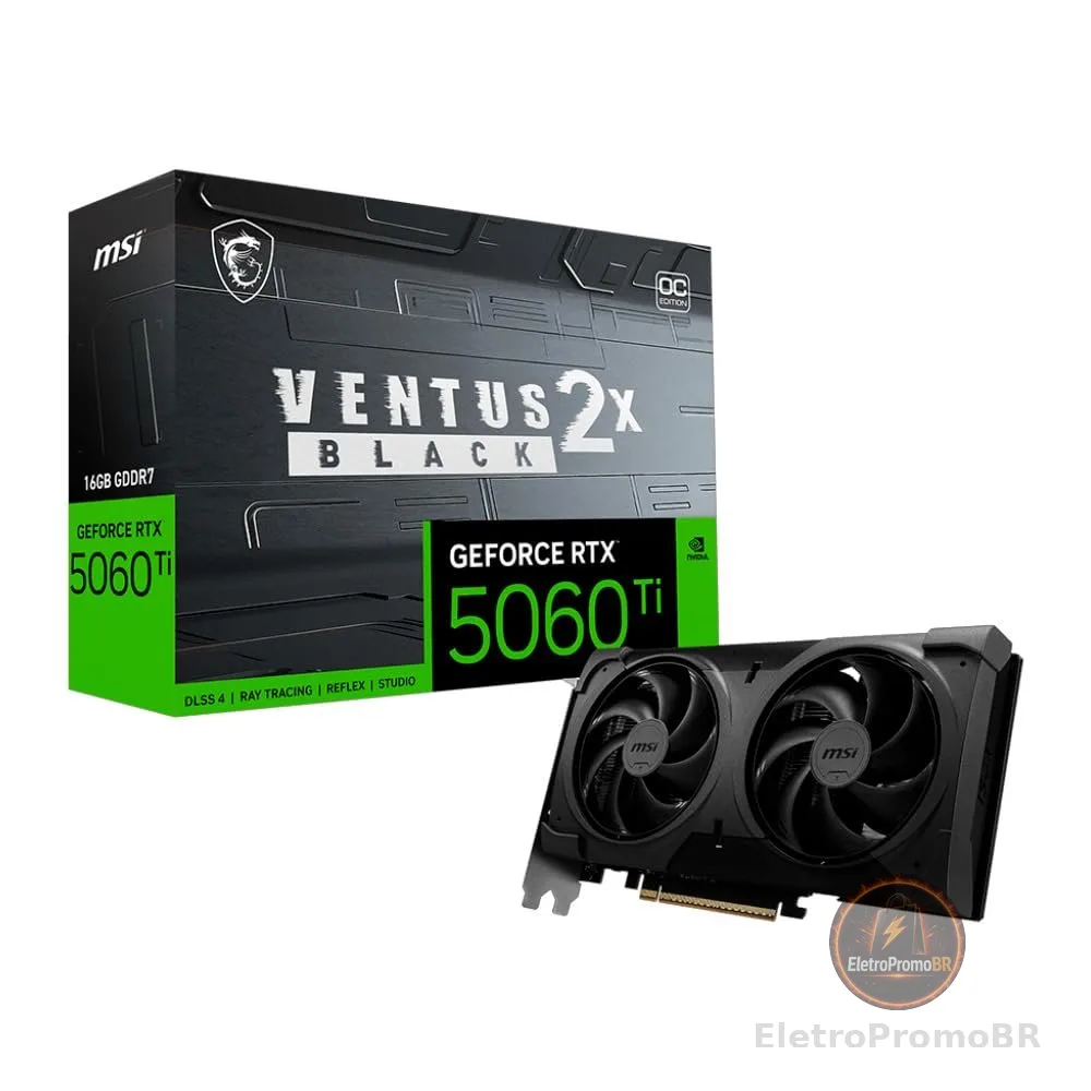 GPU NV RTX5060TI 16GB GDDR7 128BITS VENTUS 2X OC BLACK PLUS MSI 912-V535-088