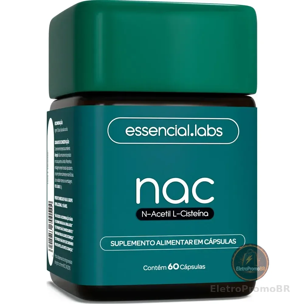 Nac 600mg - Fórmula Exclusiva Com Máxima Concentração E Pureza - N-acetil L-cisteína - 60 Cápsulas Sem Sabor