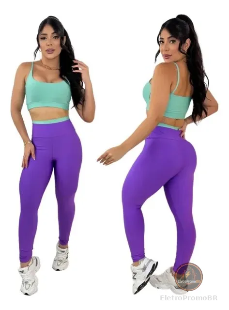 Conjunto Fitness Bicolor Suplex Premium Feminino Academia