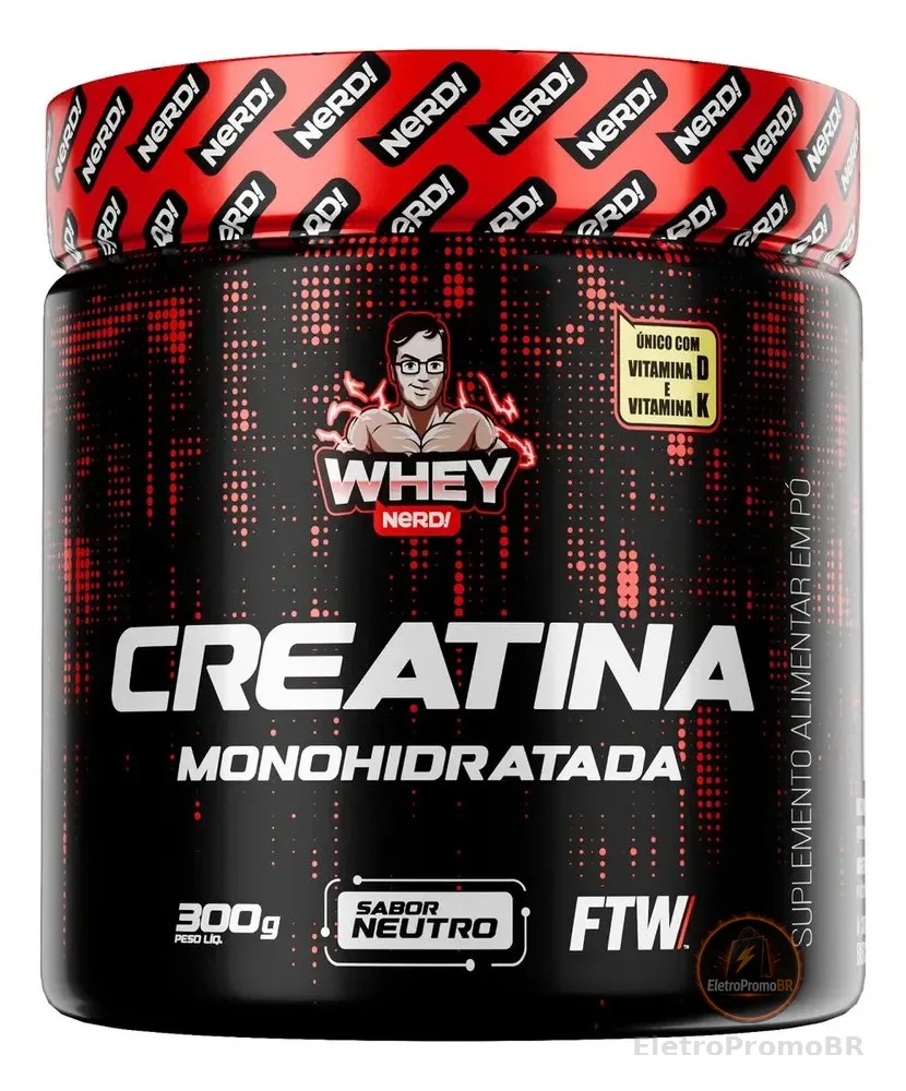 Creatina Monohidratada Whey Nerd 300g Sem Sabor Vitamina D K