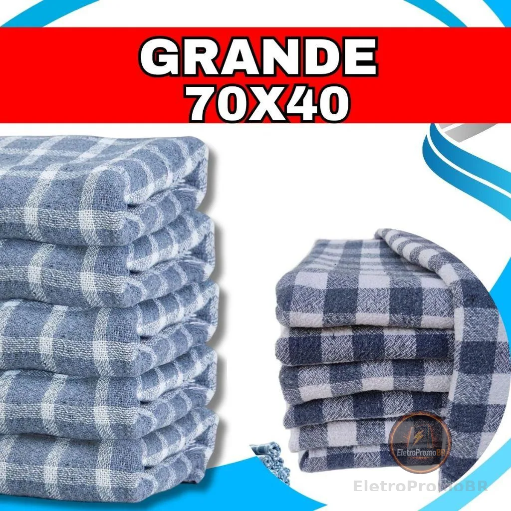 kit 5/10/15/20 un Pano De Chão grande Xadrez  Branco Tamanho70x40 saco duplo pano de limpeza algodão