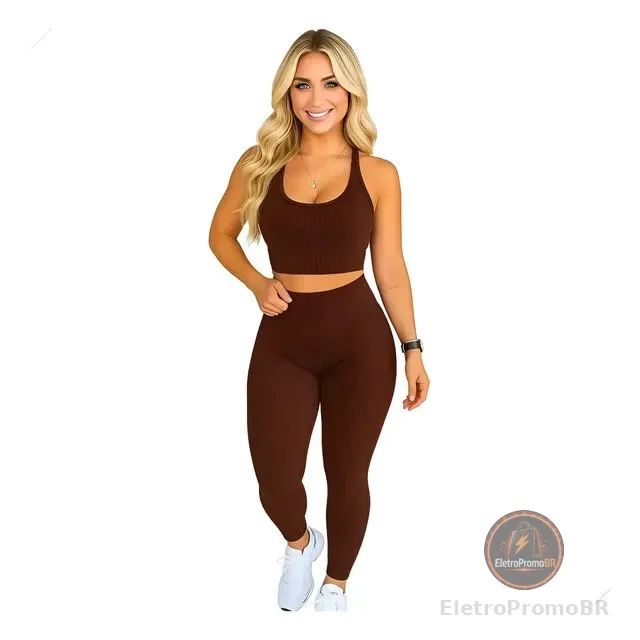 Roupa De Academia Conjunto Moda Fitness Feminino Calça E Top