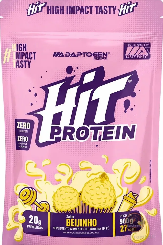 Whey Hit Protein 900g - Adaptogen Sabor Beijinho Zero Glúten Beijinho