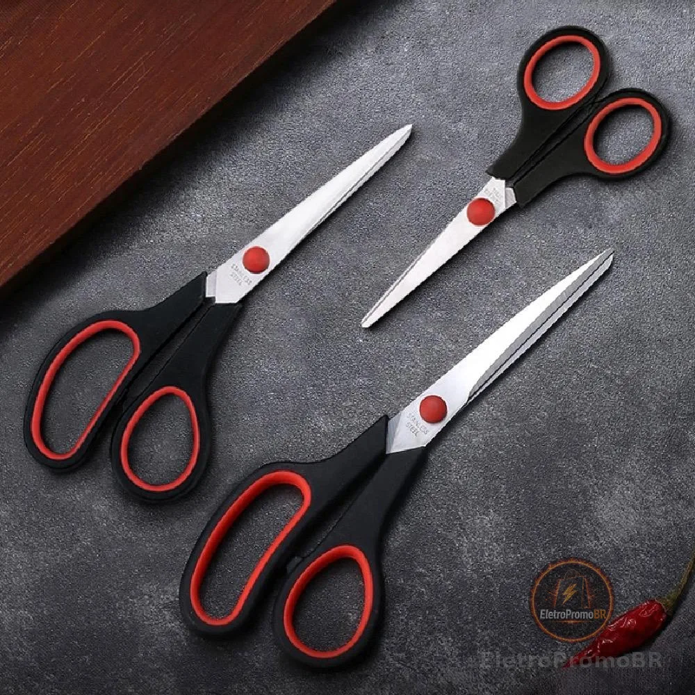 Kit 3 ou 5 Tesouras Em Aço Inox Corte Costura Artesanato Domestico e profissional