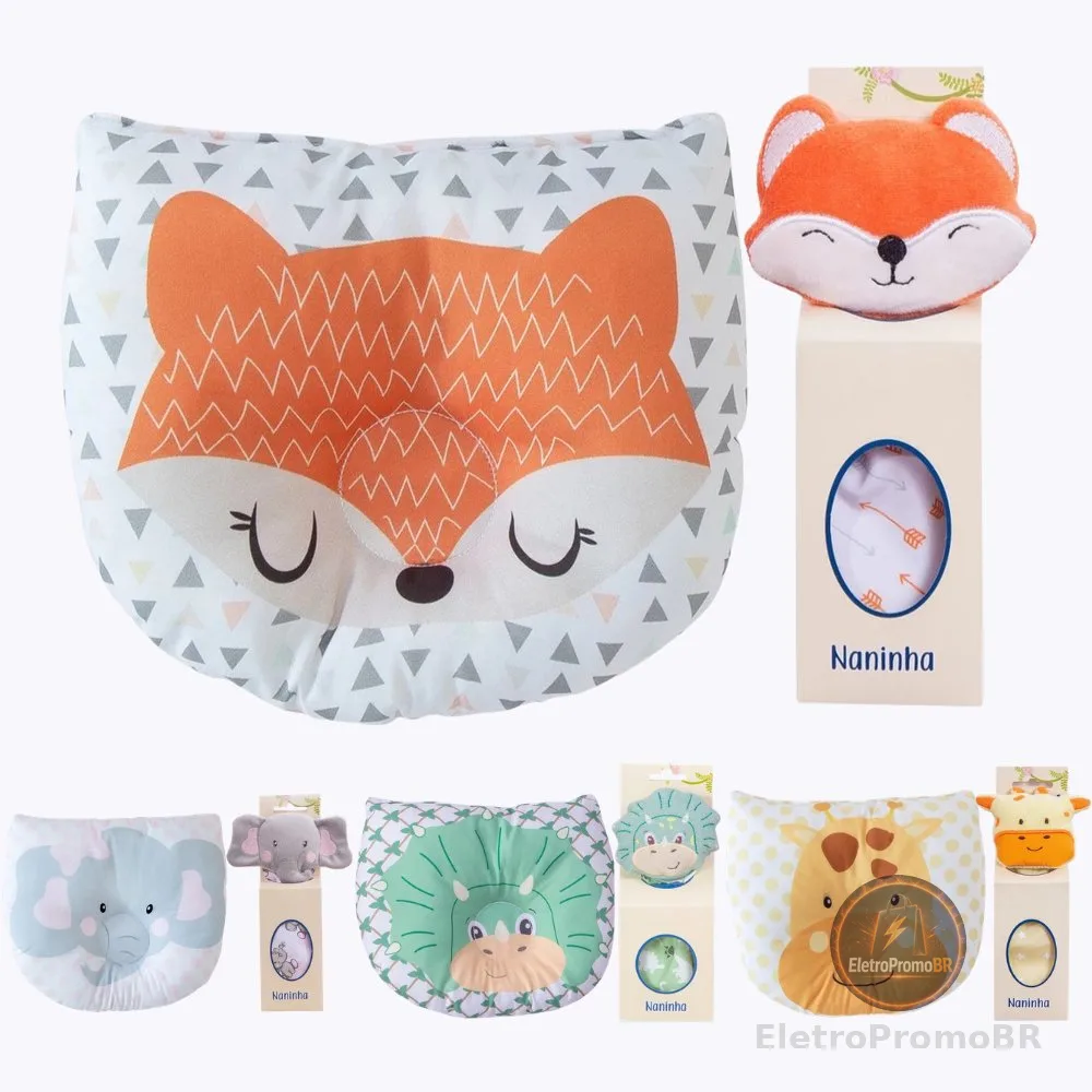 Naninha com Prendedor de Chupeta + Travesseiro Anatômico para Bebê Kit 2 peças