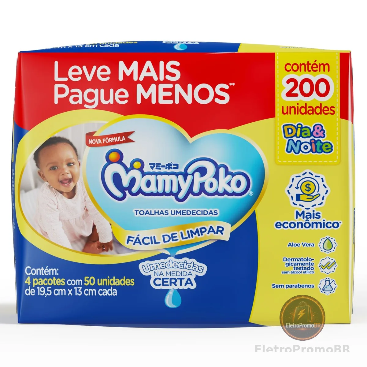 MamyPoko Lenços Umedecidos Dia&Noite 200 Unidades