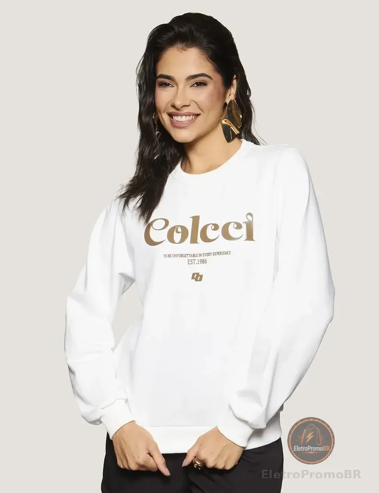 Blusão Moletom Colcci Feminino Canguru 040.01.01486 Gg Off Shell Liso