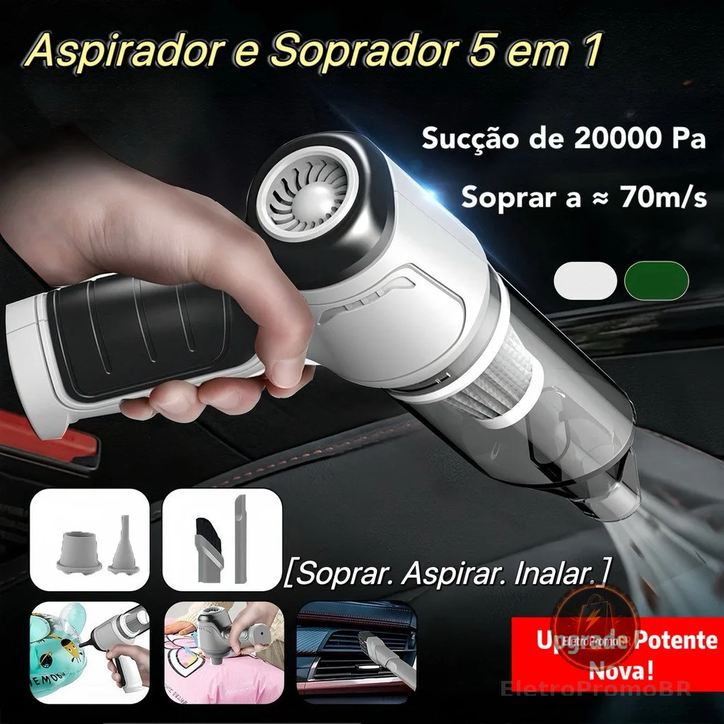 Nova Atualização！Aspirador e Soprador Portátil 5 em 1 - Alta Potência e Multifuncional para Limpeza Completa