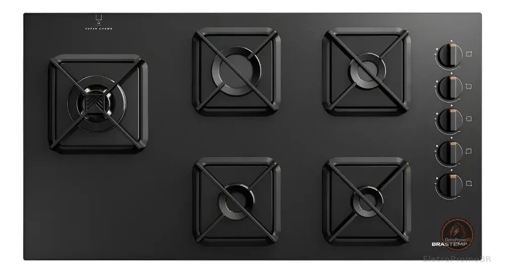 Cooktop Brastemp 5 Bocas A Gás, Grades De Ferro Fundido E Su