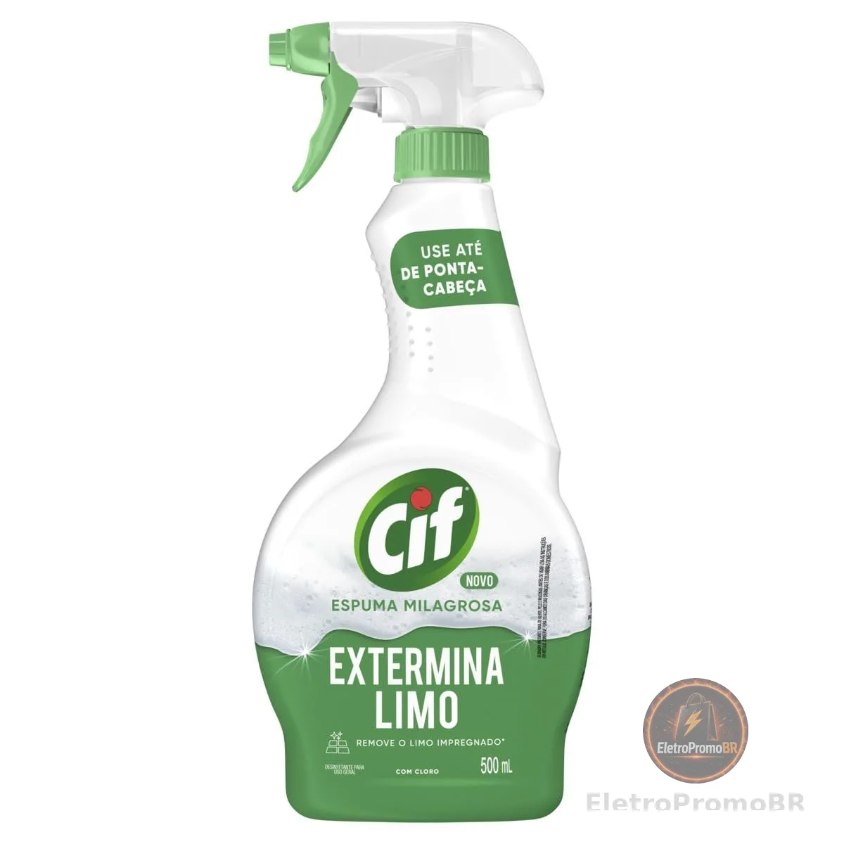 Desinfetante para Uso Geral Extermina Limo com Cloro Cif Espuma Milagrosa Frasco 500ml Borrifador