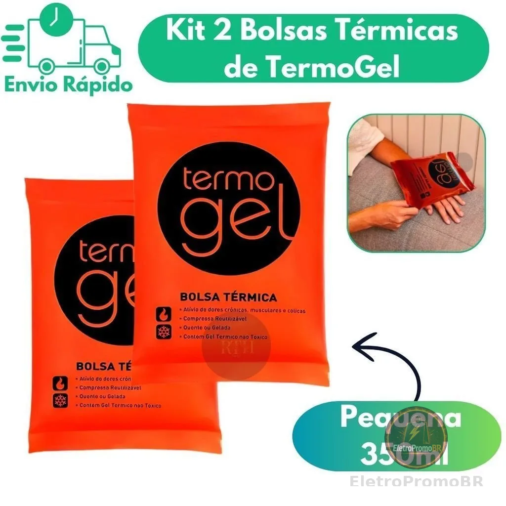 Kit 2 Bolsas Térmicas TermoGel Pequenas Para Compressa Quente Ou Fria 350ML Alivio De Dores