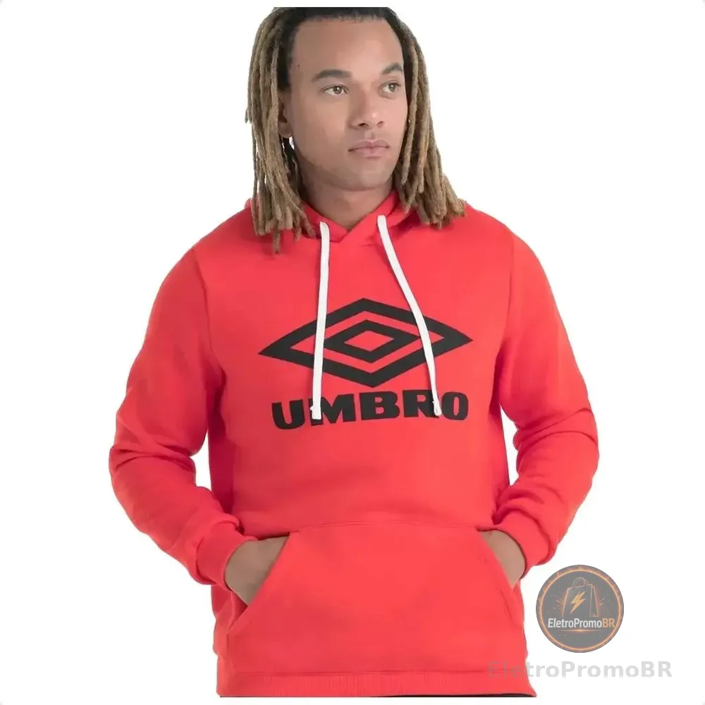 Blusa Moletom Umbro D. Essential Masculino  M Vermelho