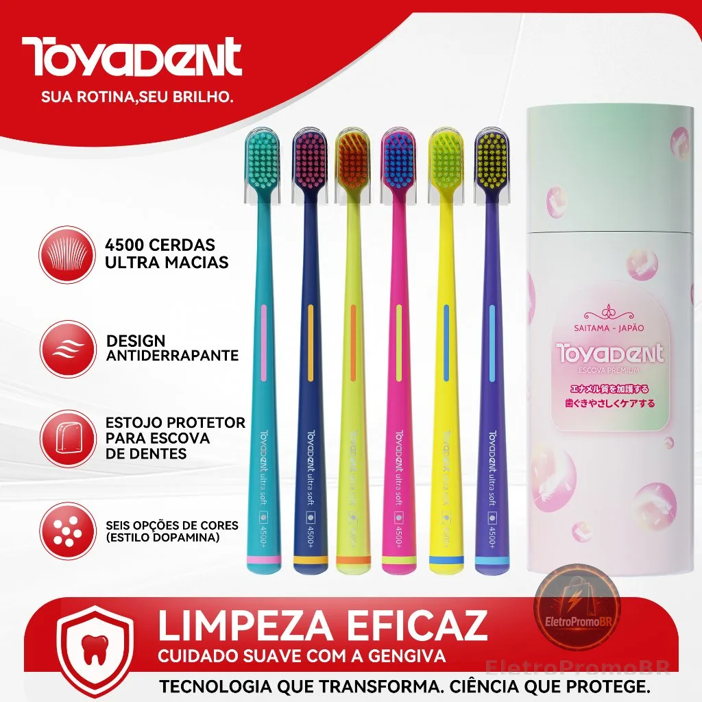 TOYADENT Escova de Dente Ultra Macia + 4500 Cerdas Micro-nanométricas,Viagem/Uso doméstico