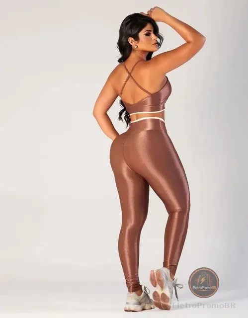 Conjunto Fitness Canelado Sem Transparência Top Com Bojo