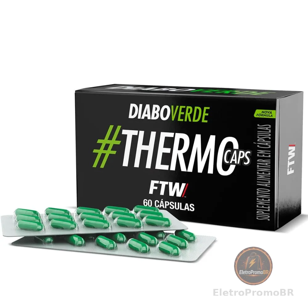 FTW Termogênico ThermoCaps 200mg com 60 Cápsulas Diabo Verde – Suplemento Termogênico com Cafeína, L-Arginina e Picolinato de Cromo para mais Energia, Foco e Desempenho