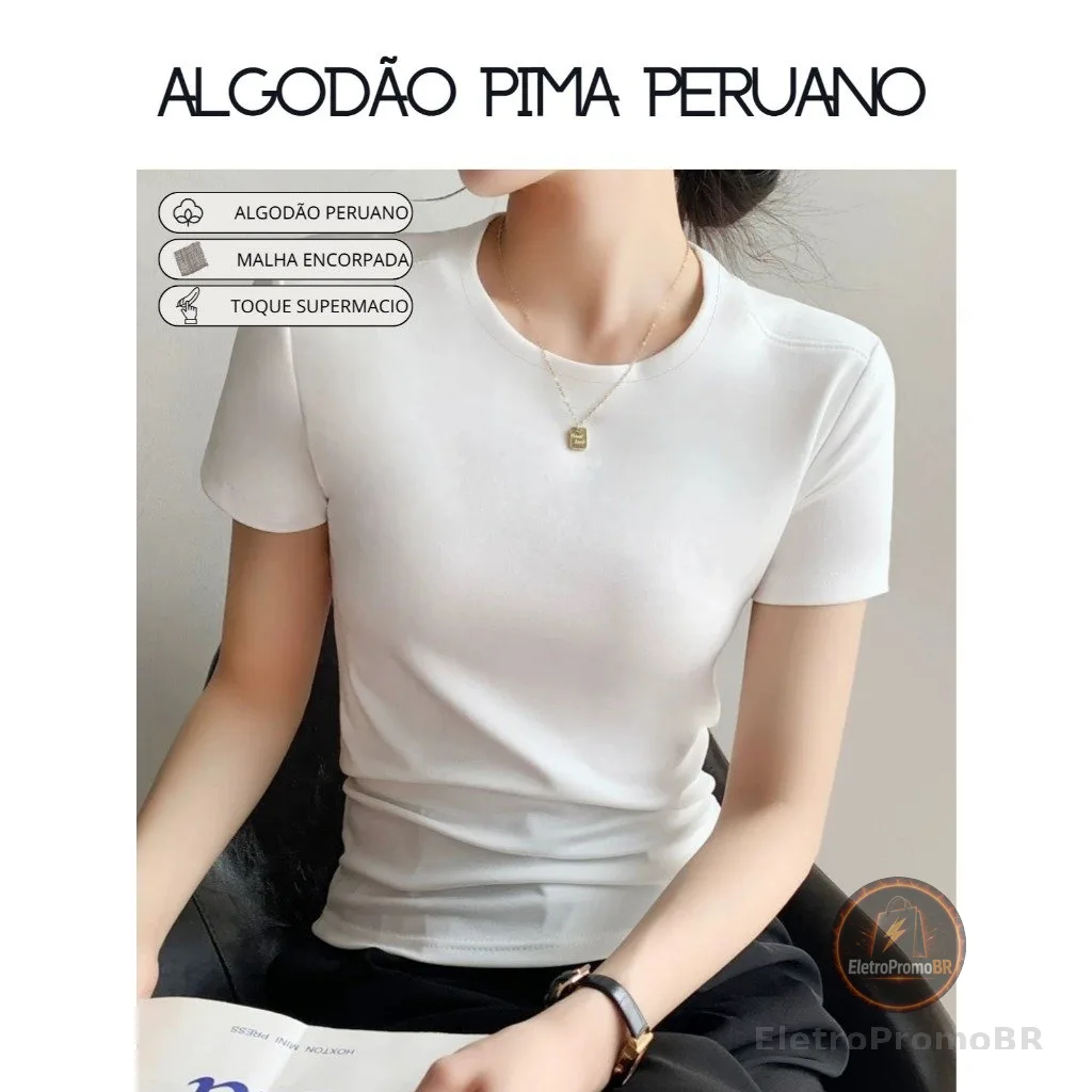 Camiseta Basica Algodão Pima Peruano Tecido Encorpado Malha Super Marcio Importado diadia