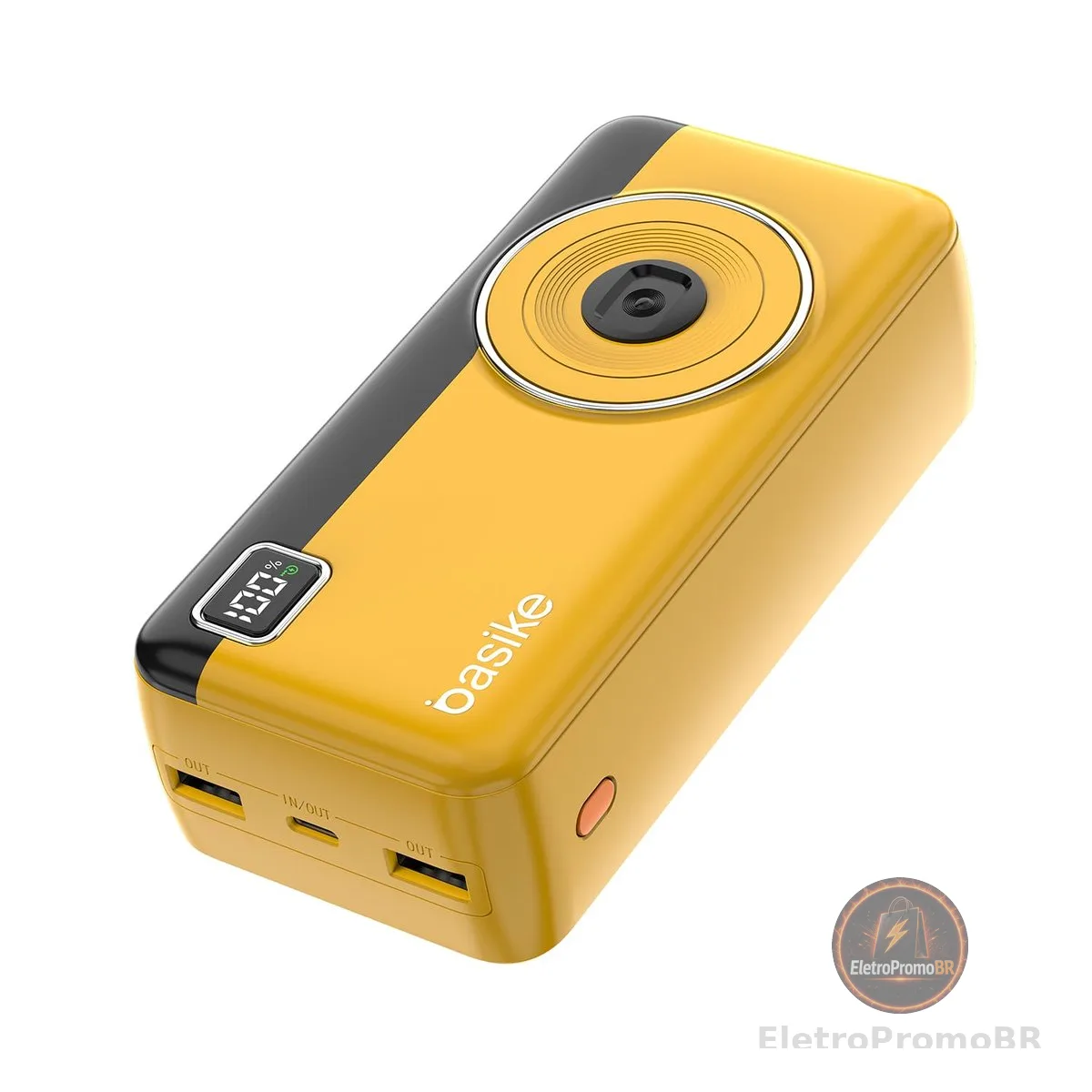 Power Bank 30000mAh, Basike Carregador Portátil com Cabo(Amarelo)