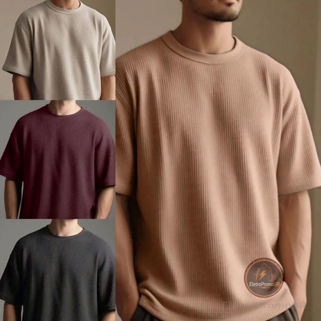 Kit 4 Camiseta Oversized Masculino Tecido Texturizado