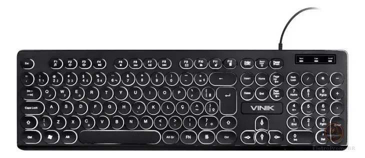 Teclado Chocolate Slim Led Branco Teclas Redondas Usb Tc200 Cor de teclado Preto Idioma Português Brasil