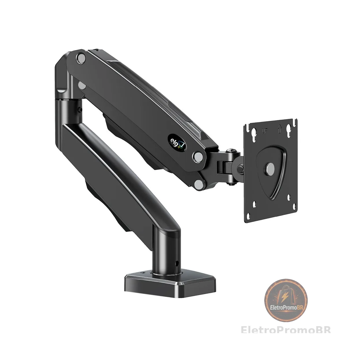 ELG, F80N, Suporte Articulado de Mesa, Pistão a Gás, Design Compacto e Retrátil, Ergonômico, Monitores 17'' a 35'', 2kg a 9kg, Preto