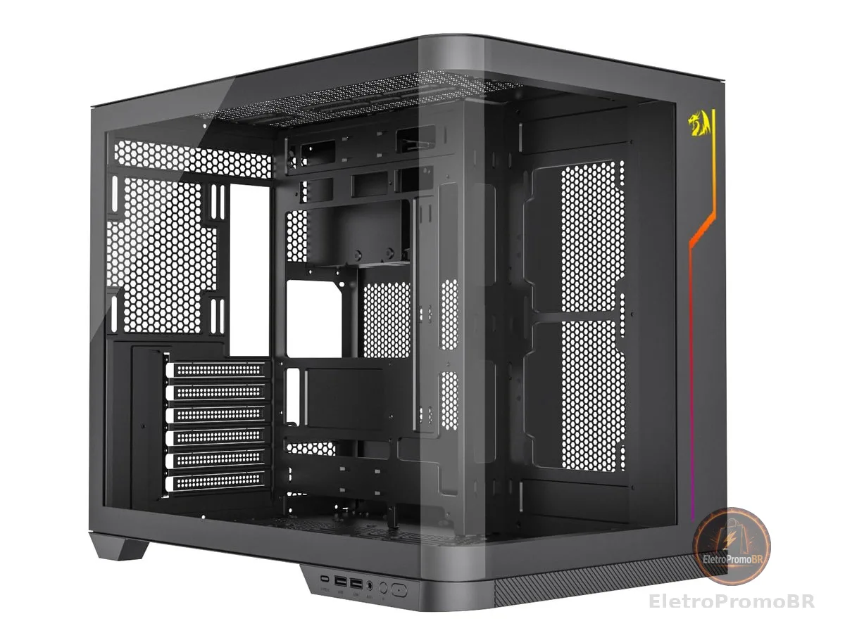 Gabinete Redragon Wideload Extreme Vidro Curvo Preto