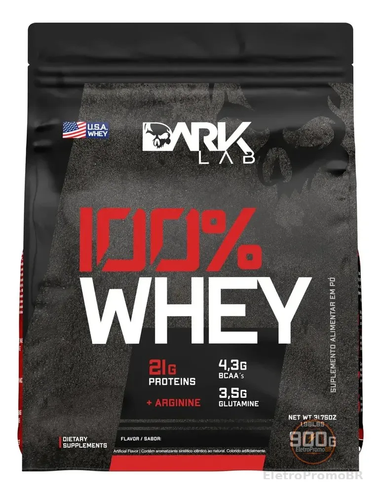 Whey Protein Concentrado 100% 900g Refil Dark Lab Sabor Baunilha