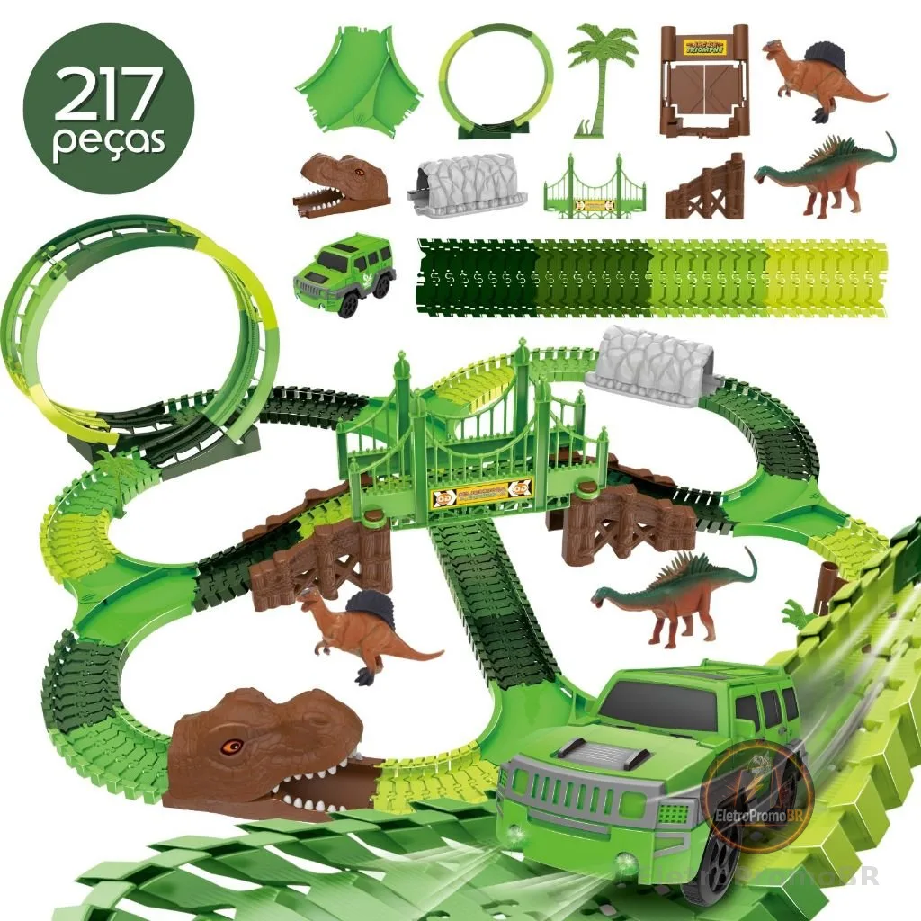 Pista Dinossauro Looping Radical Carrinho Com Luz e Som