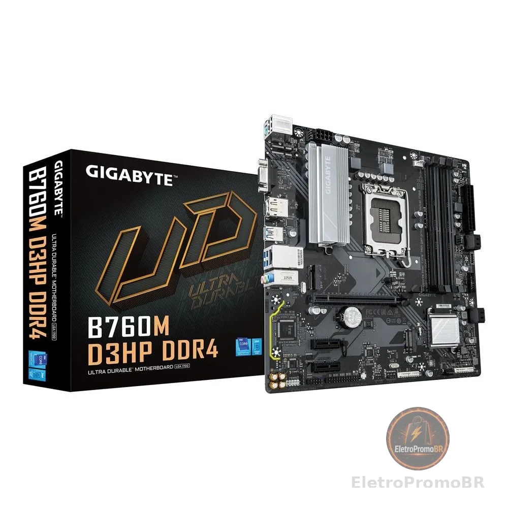 Placa Mãe Gigabyte B760M D3HP DDR4 LGA 1700 4x DDR4 Chipset B760 mATX