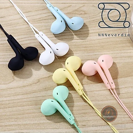 Fone De Ouvido Macaron com fio e microfone