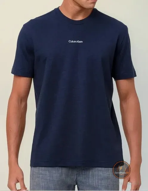 Camiseta Calvin Klein Flame Front Logo Azul Marinho